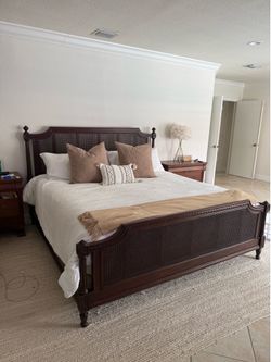 Ethan Allen King Cane Bed