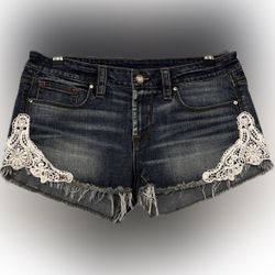 Crochet Denim Shorts