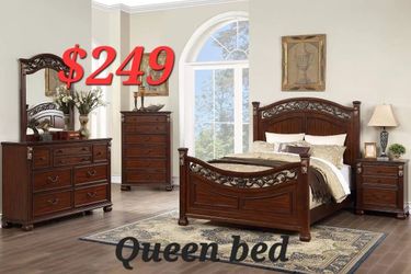 QUEEN BED ADD MATTRESS $199 FINANCE IS EASY NO CREDIT IS OK