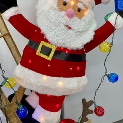 HOLIDAY Living -  Santa & Moose Climbing Ladder - LED LIGHTS - 5.5 Ft 