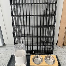 Pet Pen, Water bowl, & Bowl Feeder
