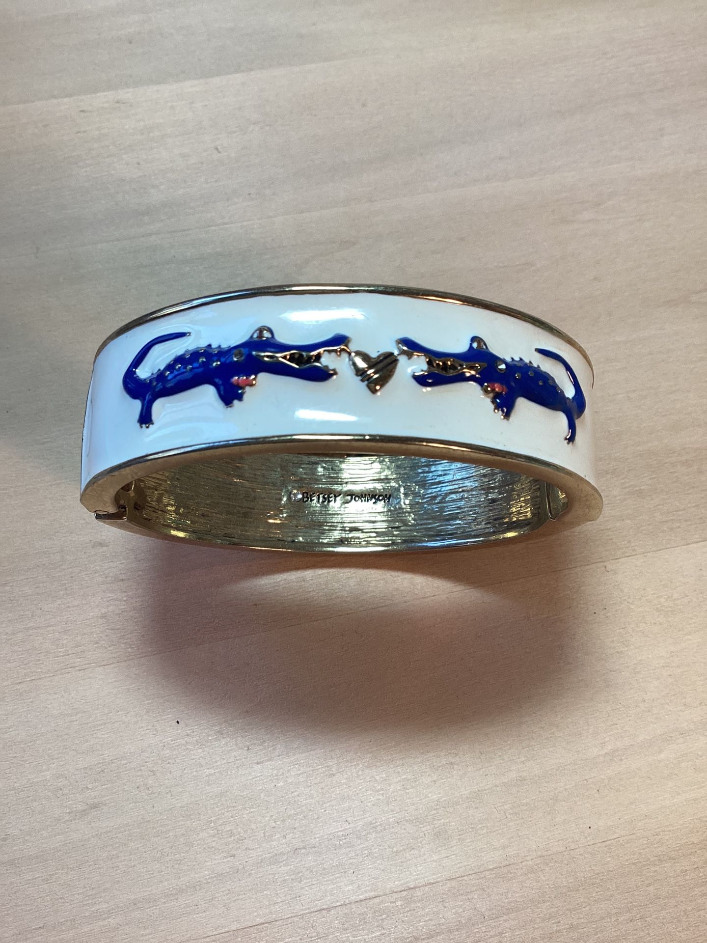 Betsey Johnson Ivy League Enamel Alligator Hinged Bangle