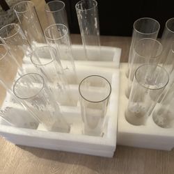 16 Used Glass Hurricane Candle Holders (open Bottom)