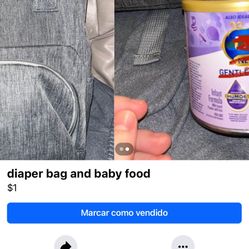 diaper bag and baby food