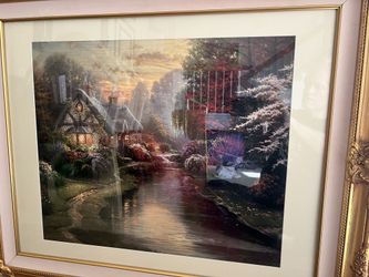 Beautiful Framed Thomas Kinkade Hometown Morning