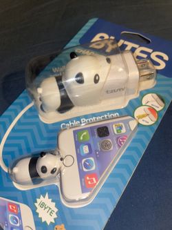 Cute Baby Panda Wall Charger Protector and Cable Protector 3 pieces Iphone Samsung Pixel