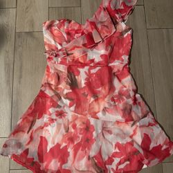 New Vestido Floreado Naranja Una manga Nuevo 