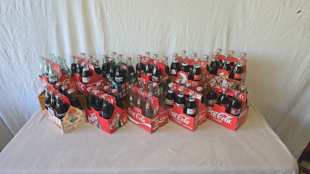 COCA-COLA 6-PACK BOTTLES SALE: Coca-Cola bottle collection! 11 6-packs, Vintage Bottles.