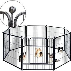 Dog Playpen Outdoor, 8 Panels Heavy Duty Metal Dog Pen, Pet Fence for Large/Medium/Small Dogs, with Doors Foldable Metal Dog playpen 24x31