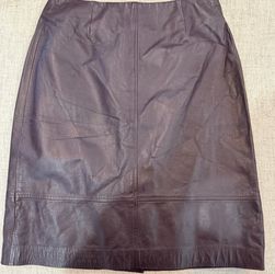 Shanghai Tang dark brown leather skirt XS