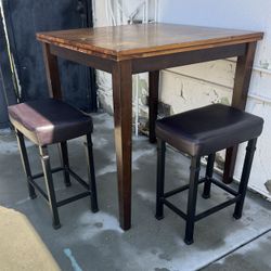 Wooden Table And Stools 