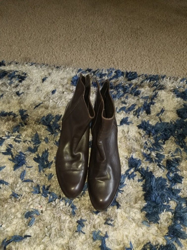 Stuart Weitzman Shoes | Stuart Weitzman New Restart Brown Leather Back Zip Ankle Boots Womens 8 M | Color: Brown | Size: 8 