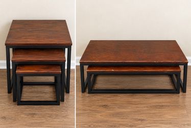 5-Piece Rustic Industrial Coffee & Side Table Set – $150 OBO
