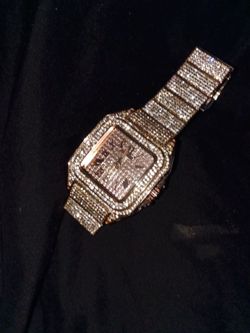 TIME Mens Full Iced Out 43mm Big Face Bling Luxury
