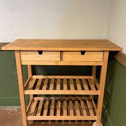 Wood Butcher Block Kitchen Cart – Rolling Prep Table with Storage