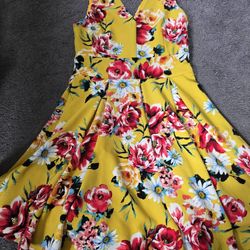 Yellow Floral Dress Size Large