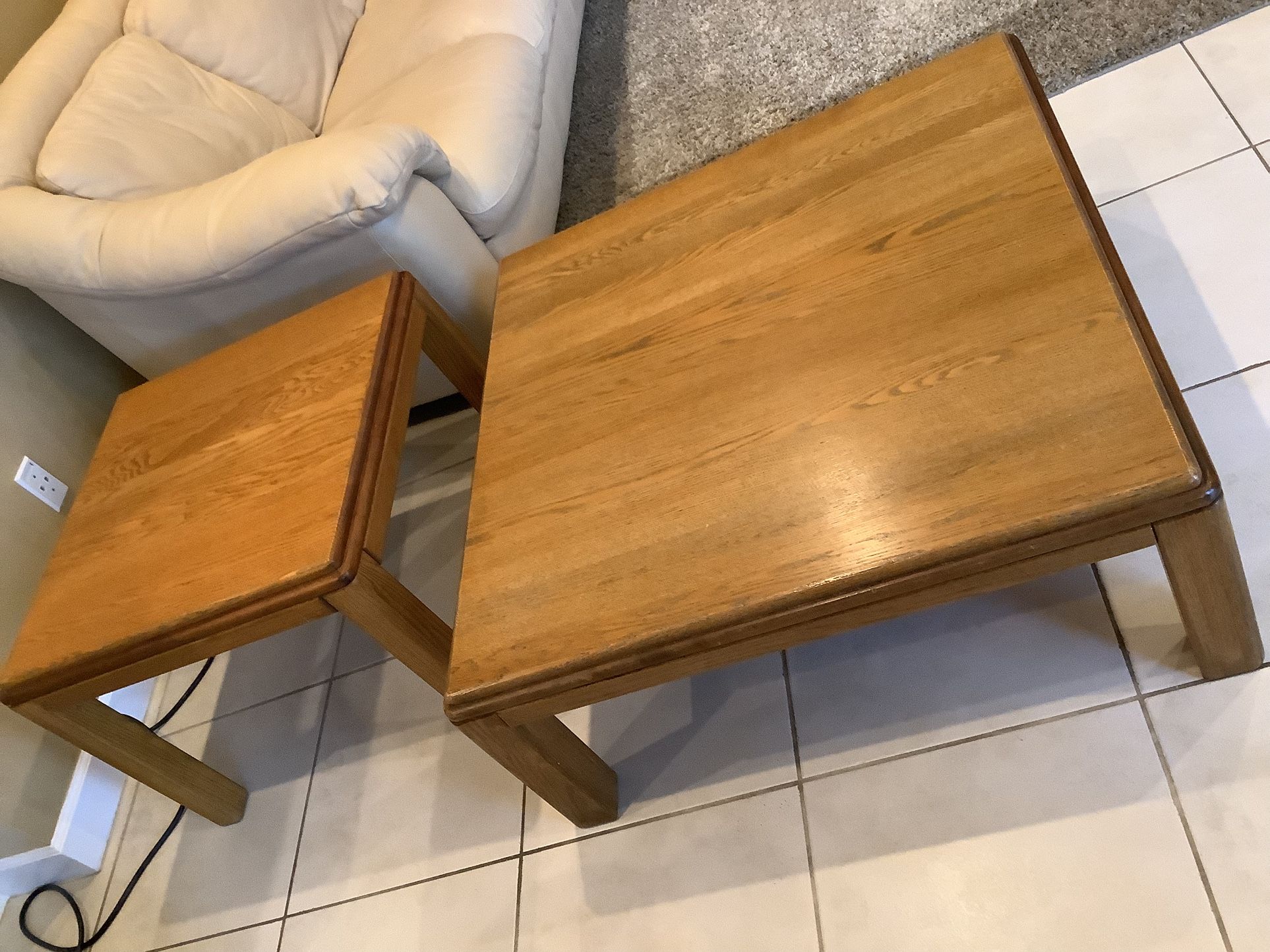 Solid Oak Coffee Table and Side Table