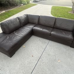 Natuzzi Brown Leather Sectional Sofa 