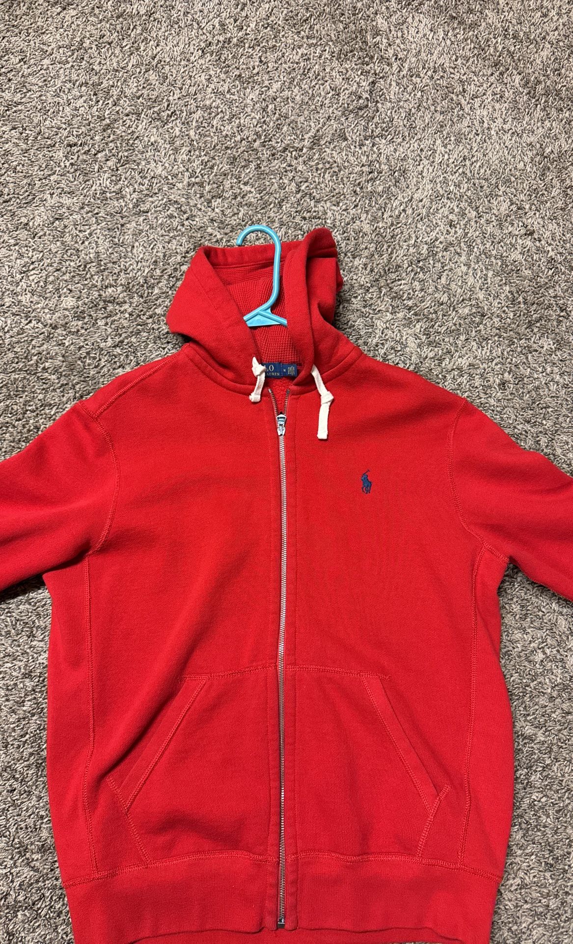 Red Polo Zip Up Hoodie
