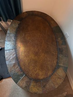 Rooms to Go Rustic Slate & Wrought Iron Coffee Table Set