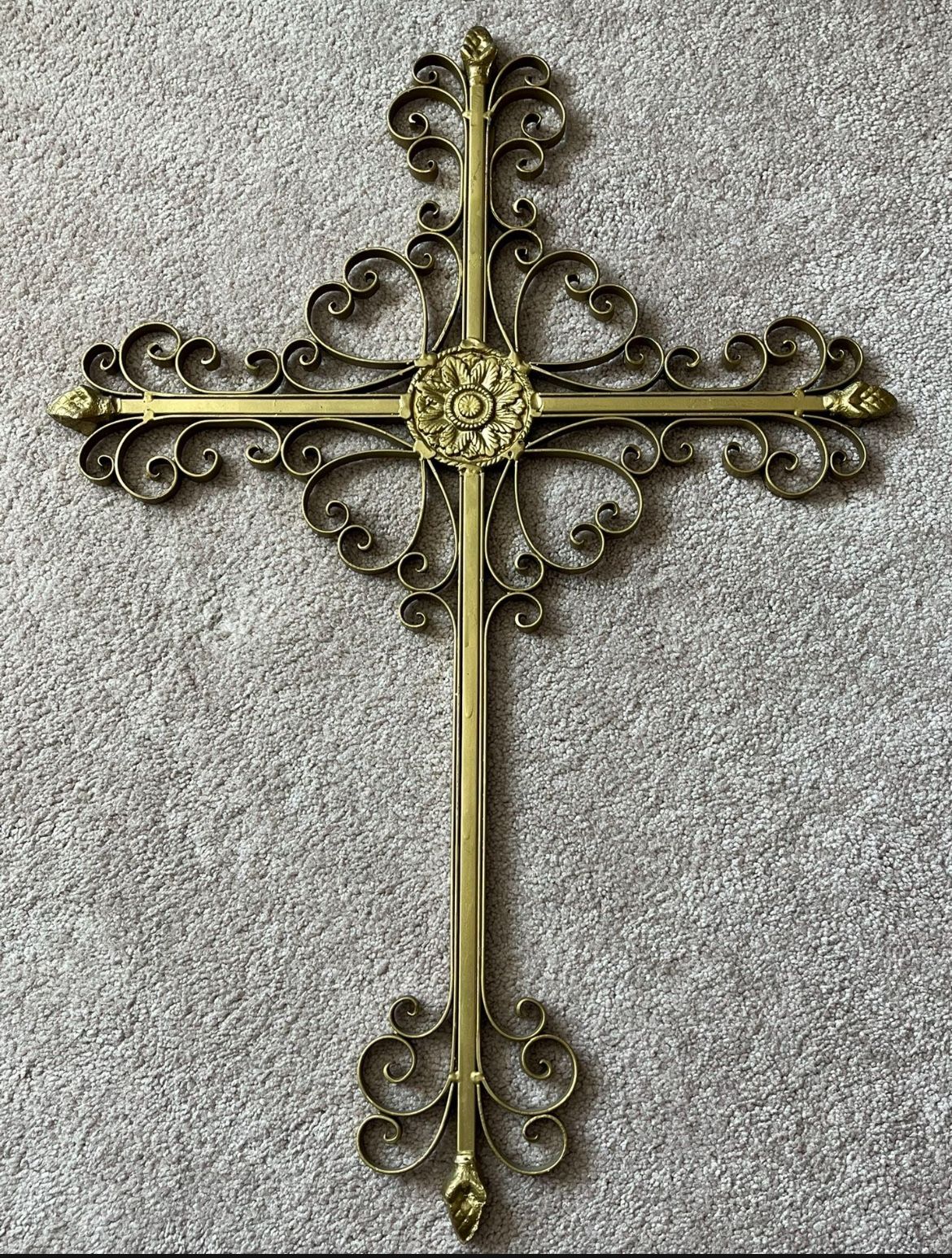 Iron Scroll Cross, Heart And Scroll Decor. Indoor/ Outdoor. 20x28”