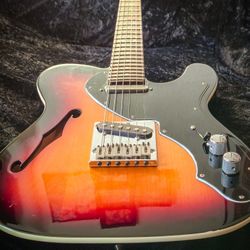 Fender Telecaster Thin Line Deluxe Semi Hollow Body Electric Guitar 6 String Tele With Hard Shell Case 3 tone Sunburst