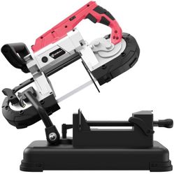 Anbull Portable Band Saw with Upgraded Removable Alloy Steel Base, 45°-90° Metal Cutting, 10A 1100W Motor, 5-inch Deep Cut, with .020-by-44-7/8-Inch 1