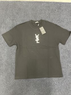 Yves Saint Laurent Signature Logo-Print Cotton T-shirt (SMALL/MEDIUM/LARGE)