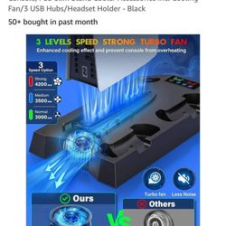 PS5/PS5 Slim Cooling Station with Controller Charging Station for Playstation 5 Slim&Standard Disc/Digital Console, PS5 Slim Stand Cooler Accessories 