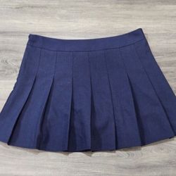 Navy Blue Pleated Skirt 