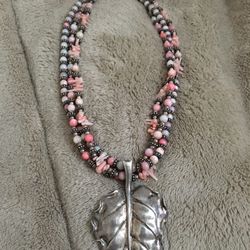 Coral And .925 Silver Necklace 