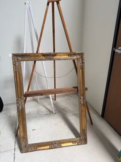 Vintage Gold Frame + White  Easel – Wedding/Event Decor