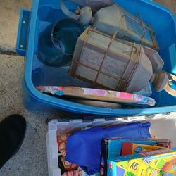 6 containers games Christmas lights odds and ends     free free