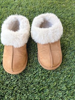 Faux Suede Fur-Lined Slipper Boots