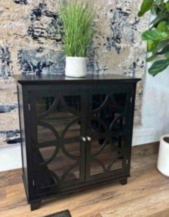 Black Accent Buffet With Beautiful Design On Door (New In A Box)
