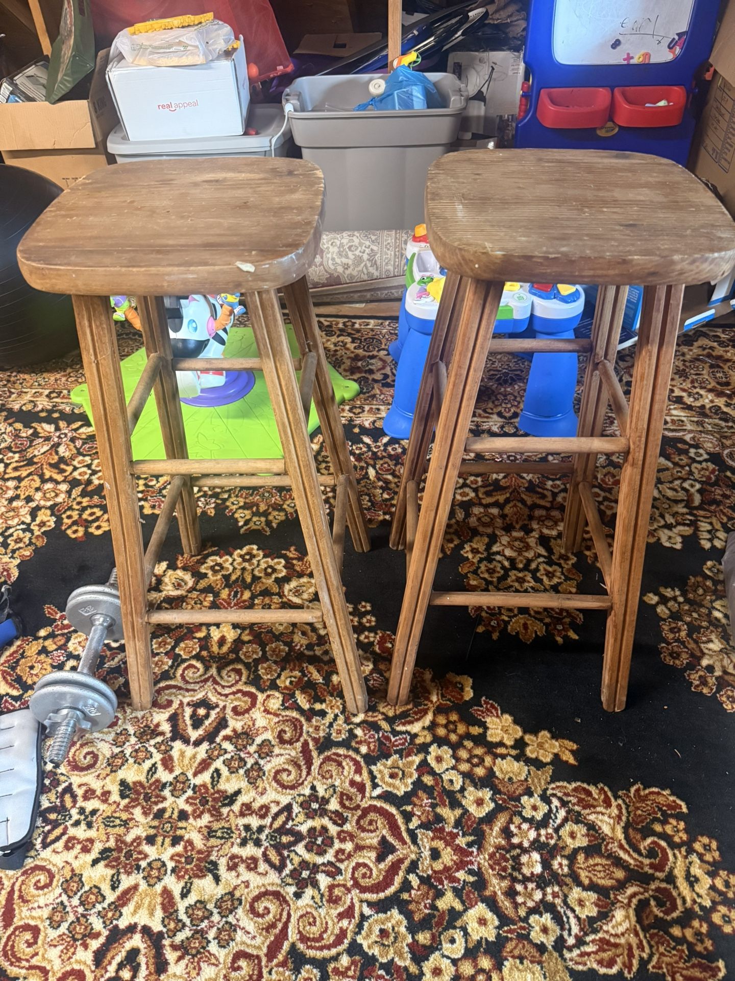 Two wooden stools