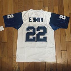Emmitt Smith White Blue Runs Cowboys Men Jersey Throwback