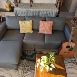 Cute Compact Grey Couch With Ottoman 