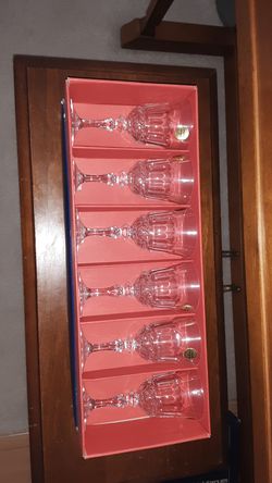 6 vintage European Crystal stemware wine glasses