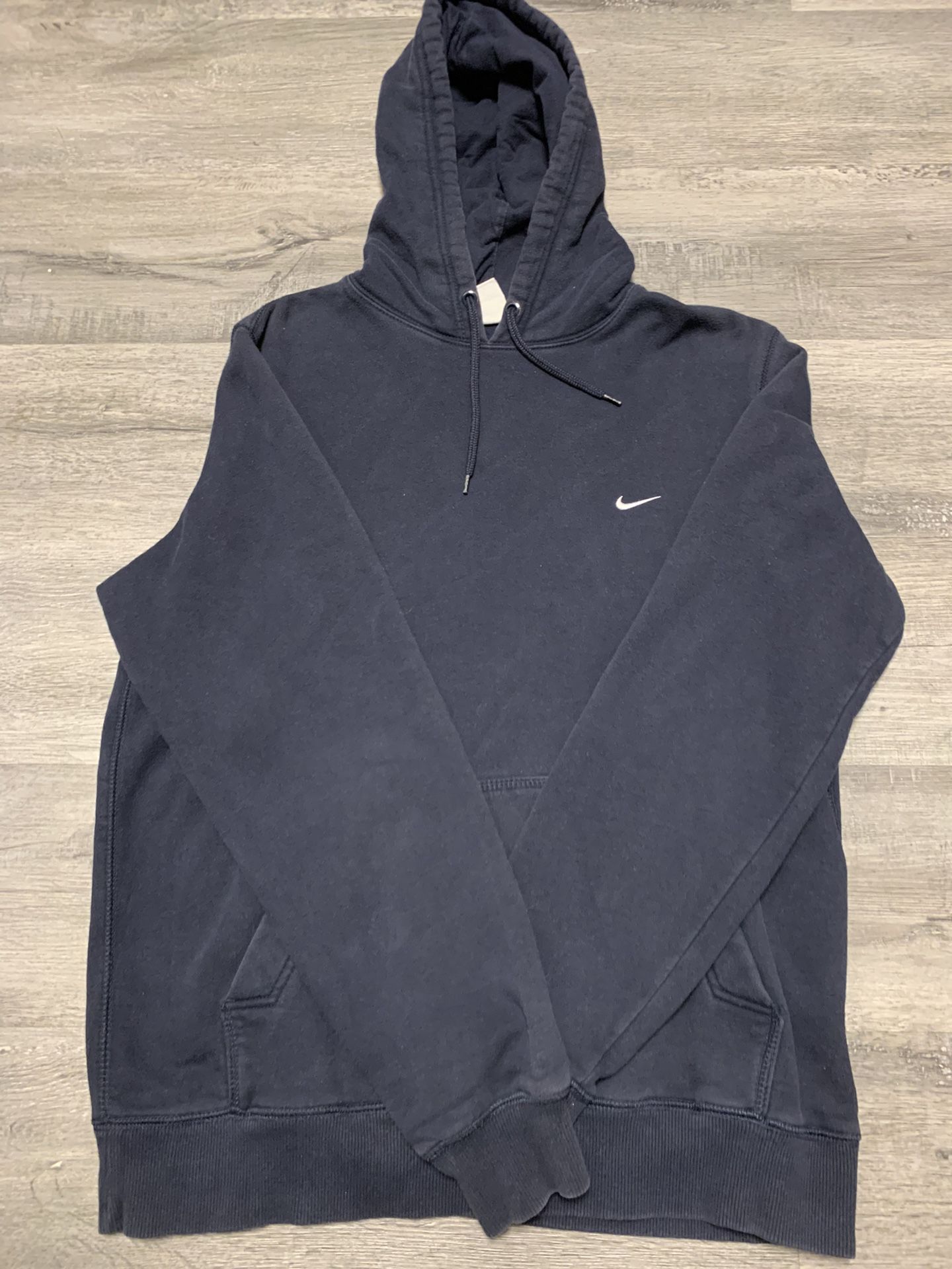Vintage Nike Hoodie Men L Blue Pullover Sweatshirt Embroidered Swoosh Y2K #631