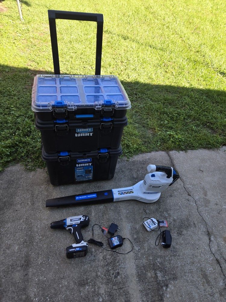 Hart Toolbox With Drill And Blower, 1 Socket Set