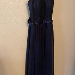 Dark Blue Halter Gown by EVA