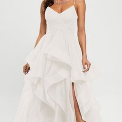 Full-Length V-Neck Tulle Dress