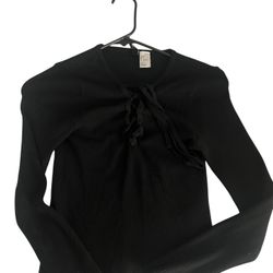 H&M black long sleeve lace up top