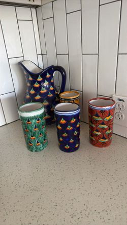 Handmade Pitcher and Cups from Mexico