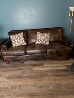 Leather sofa and chair