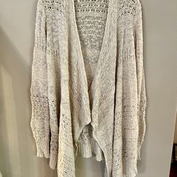 Long Beige Knit Cardigan - Size XS