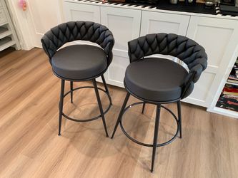 28 '' 360° Swivel Barstools Counter Bar Stools Set of 2. Black