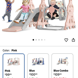 Toddlers slide and swing