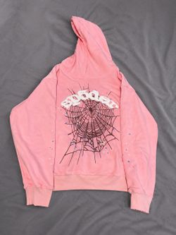 Y2K Pink Spider Web Hoodie Graphic Pullover Sweatshirt Size  L